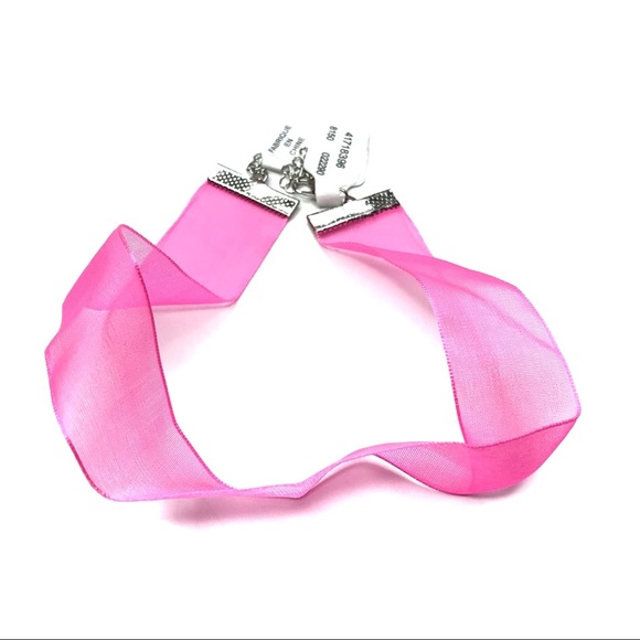 Free People | Y2K Sheer Hot Pink Ribbon Choker - Picture 1 of 4